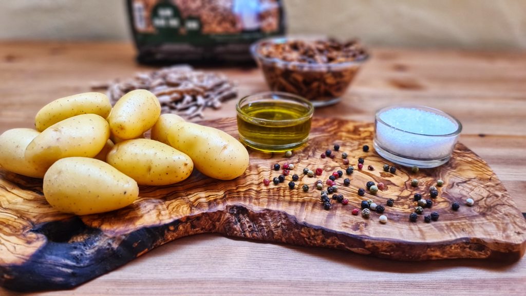 Cocina con aromatic chip olivo y carbón de Legua